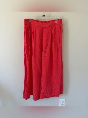 Athleta Playa Linen Wide Leg Crop Pants Coral Pink Size 14